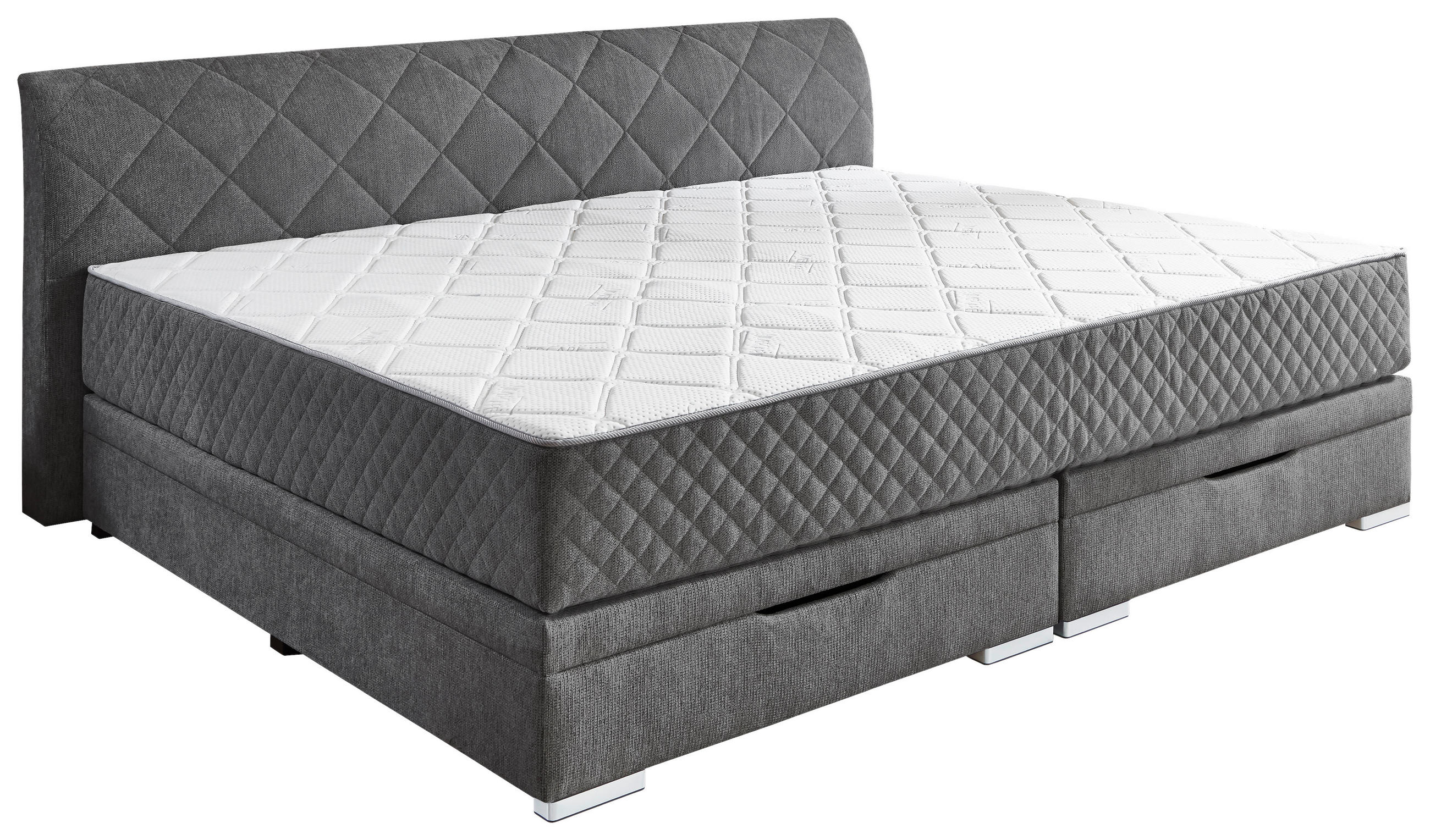 FAMILIENBETT - Chromfarben/Anthrazit, KONVENTIONELL, Kunststoff/Textil (240/200cm) - Boxxx