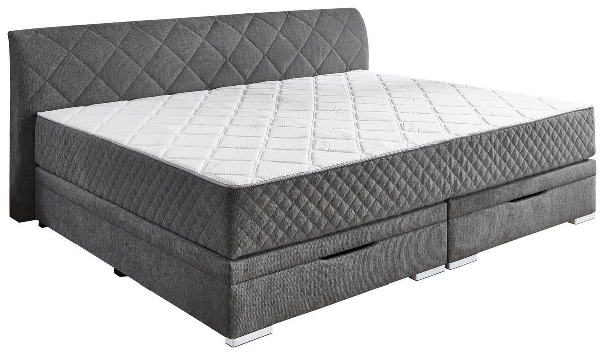 FAMILIENBETT - Chromfarben/Anthrazit, KONVENTIONELL, Kunststoff/Textil (240/200cm) - Boxxx