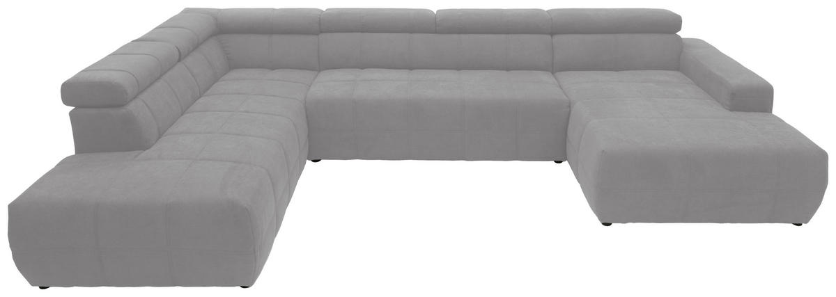 WOHNLANDSCHAFT in Mikrofaser Silberfarben  - Silberfarben/Schwarz, Design, Kunststoff/Textil (228/359/175cm) - MID.YOU