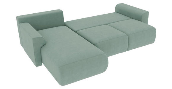 ECKSOFA in Velours Mintgrün  - Chromfarben/Mintgrün, KONVENTIONELL, Kunststoff/Textil (195/293cm) - Carryhome