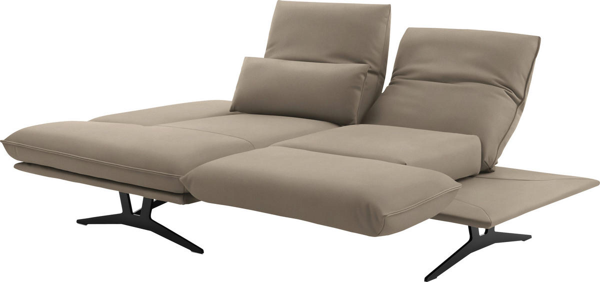 ECKSOFA in Echtleder Sandfarben  - Sandfarben/Gelb, Design, Leder/Metall (130/210cm) - Dieter Knoll