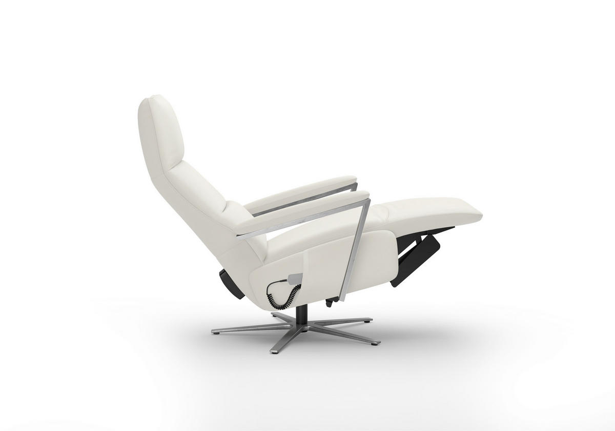 RELAXSESSEL Leder Weiss  - Weiss/Silberfarben, Basics, Leder/Metall (70/126/85cm) - Sit & More