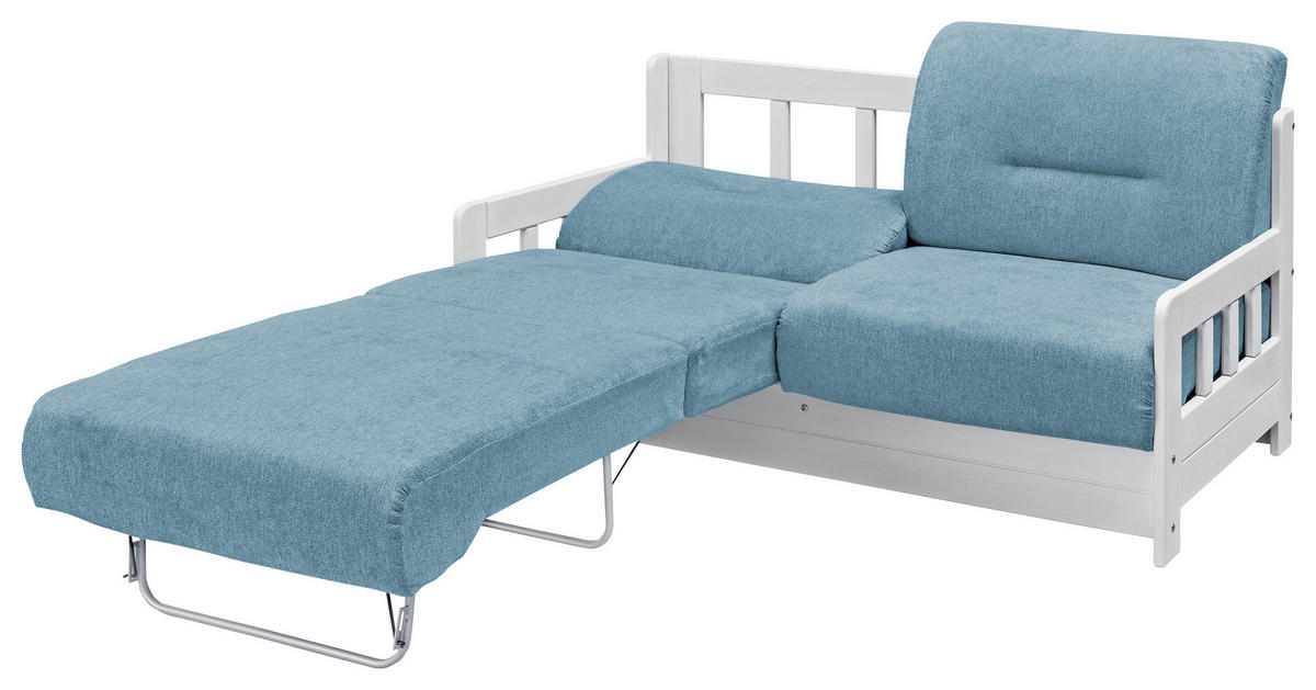 SCHLAFSOFA Mikrofaser Blau, Weiß  - Blau/Weiß, LIFESTYLE, Textil (154/88/90cm) - Livetastic