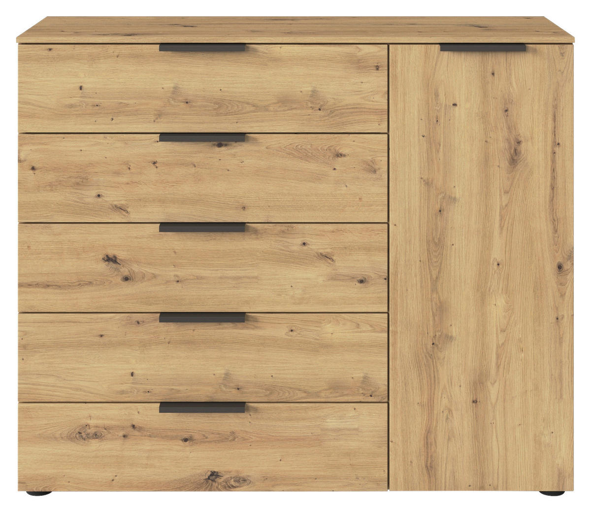 BYRÅ 120/100/42 cm  - grafitfärgad/ek Artisan, Modern, metall/trämaterial (120/100/42cm) - Rauch Möbel