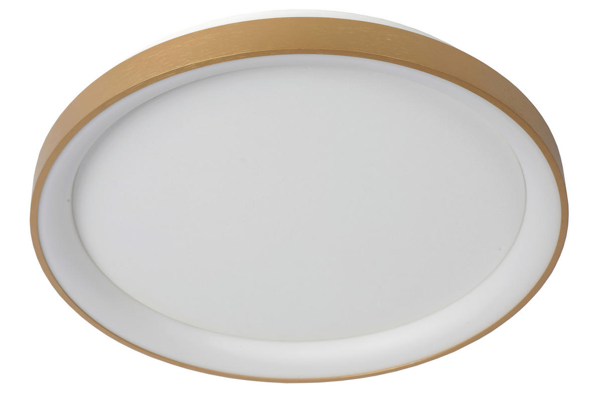 LED-DECKENLEUCHTE Vidal 48/6 cm  - Messingfarben/Opal, Design, Kunststoff/Metall (48/6cm) - Lucide