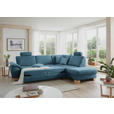 ECKSOFA in Mikrofaser Blau  - Wildeiche/Blau, Natur, Holz/Textil (286/236cm) - Voleo