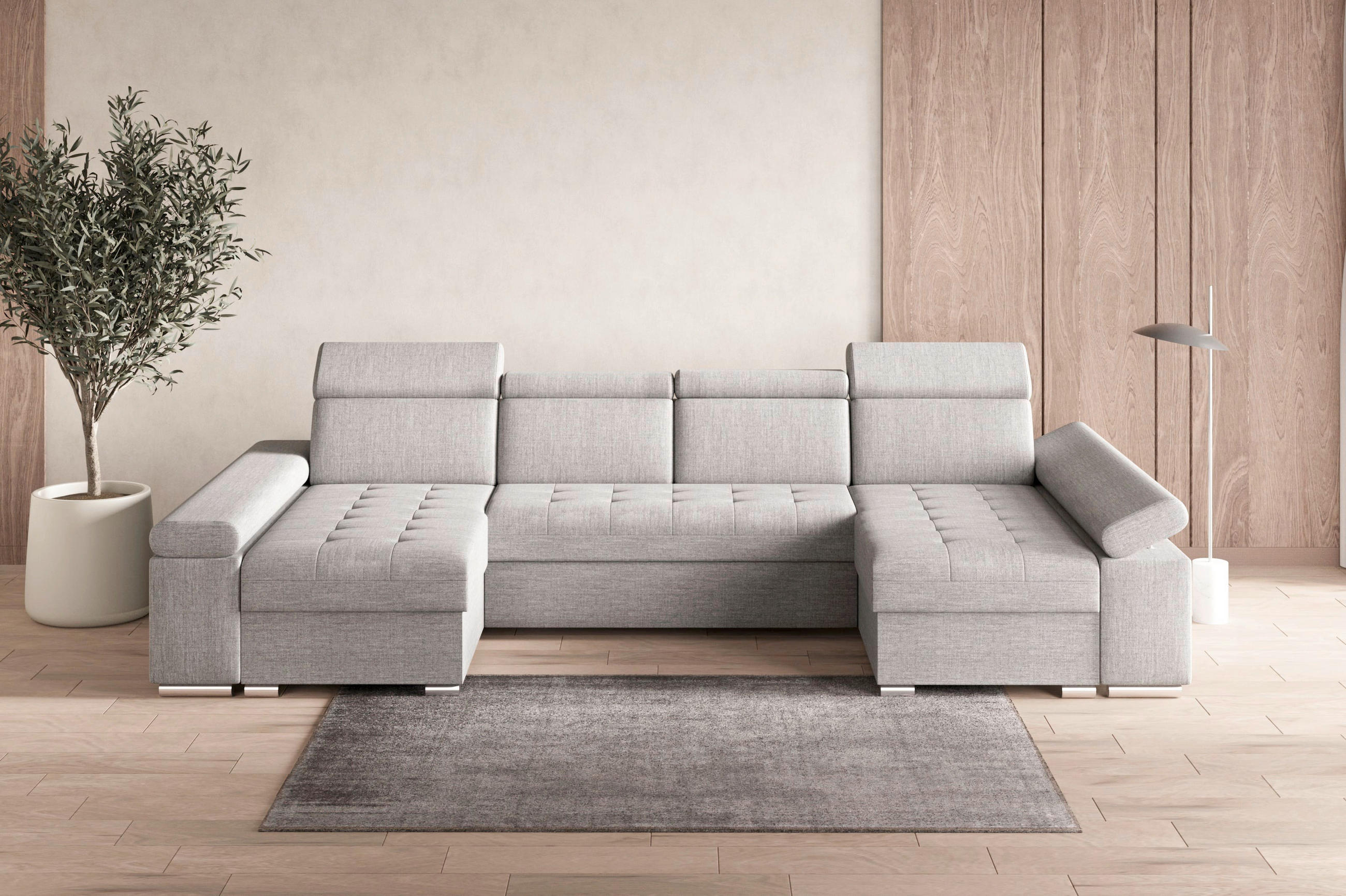 WOHNLANDSCHAFT TORONTO U Hellgrau Webstoff  - Silberfarben/Hellgrau, Design, Textil (168/330/168cm) - MID.YOU