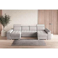 WOHNLANDSCHAFT TORONTO U Hellgrau Webstoff  - Silberfarben/Hellgrau, Design, Textil (168/330/168cm) - MID.YOU