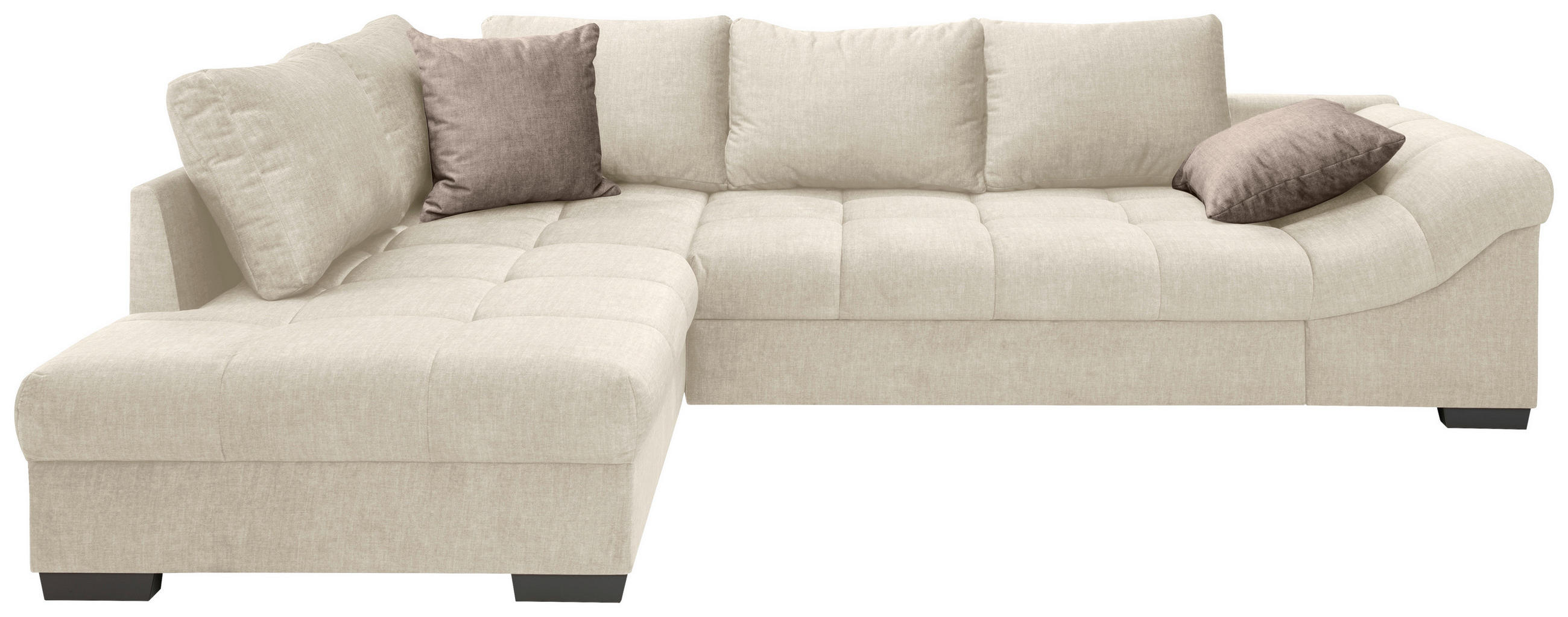 ECKSOFA in Velours Beige  - Hellbraun/Beige, MODERN, Holz/Textil (202/298cm) - MID.YOU