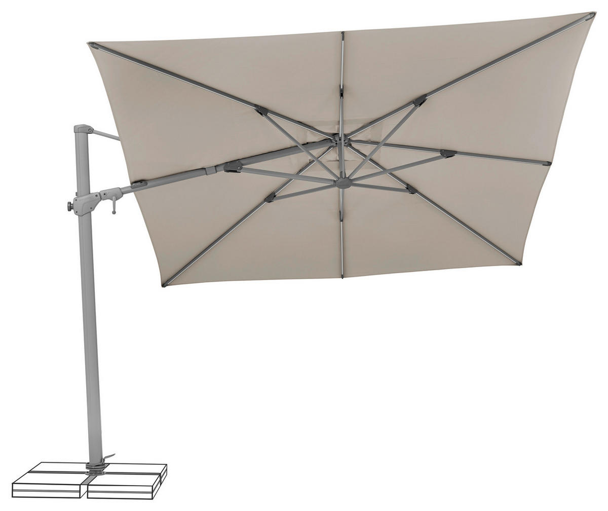 AMPELSCHIRM 300 cm  - Taupe/Silberfarben, Basics, Textil/Metall (300/300cm) - Suncomfort by Glatz