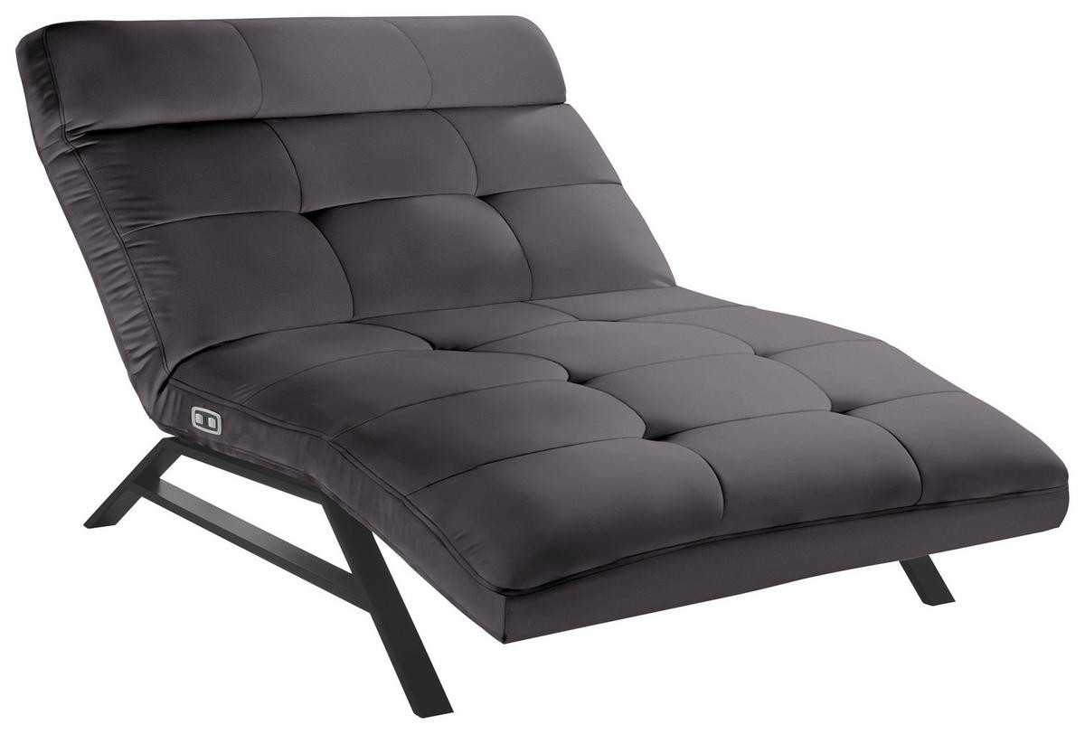 RELAXLIEGE in Echtleder Mokka  - Schwarz/Mokka, Design, Leder/Metall (120/54-113/158-198cm) - Pure Home Lifestyle