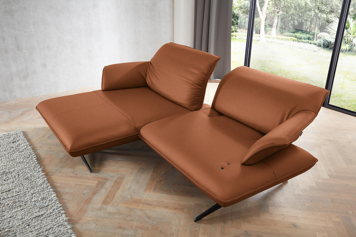 ECKSOFA in Echtleder Cognac  - Cognac/Beige, Design, Leder/Metall (169/252cm) - Koinor
