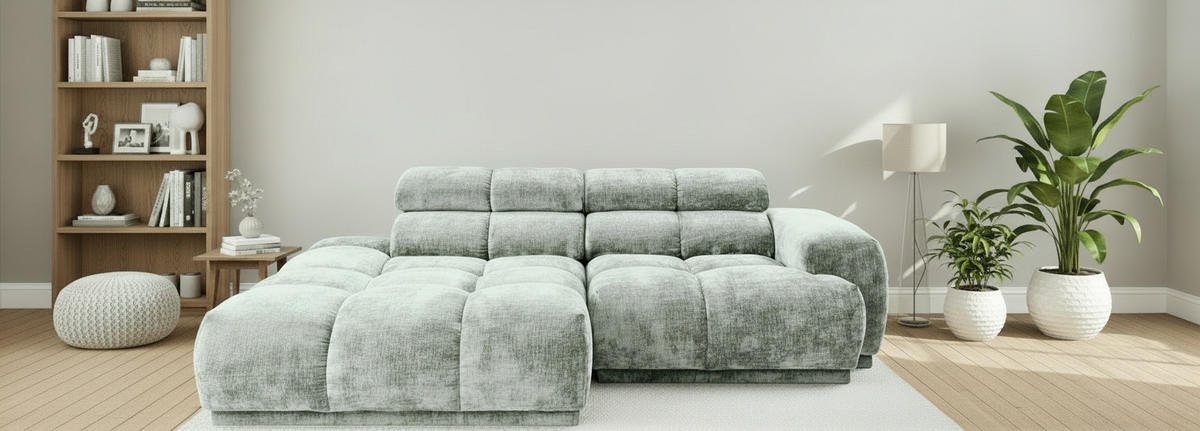 ECKSOFA Hellblau Flachgewebe  - Hellblau, MODERN, Textil (150/239cm) - MID.YOU