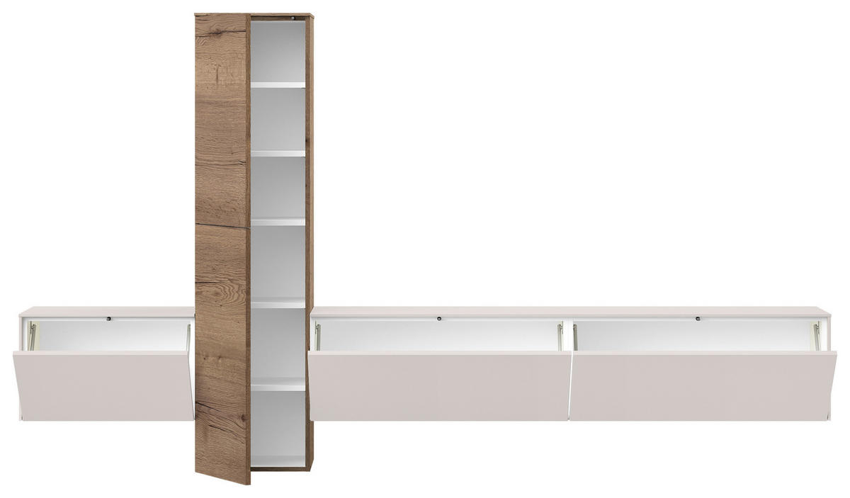 WOHNWAND  in Eichefarben, Hellgrau  282/160/37 cm  - Eichefarben/Hellgrau, Design, Holzwerkstoff (282/160/37cm) - Celina Home