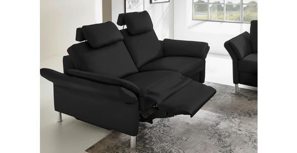 3-SITZER-SOFA Latina in Echtleder Schwarz   - Alufarben/Schwarz, Design, Leder/Metall (190/82/99cm) - Dieter Knoll