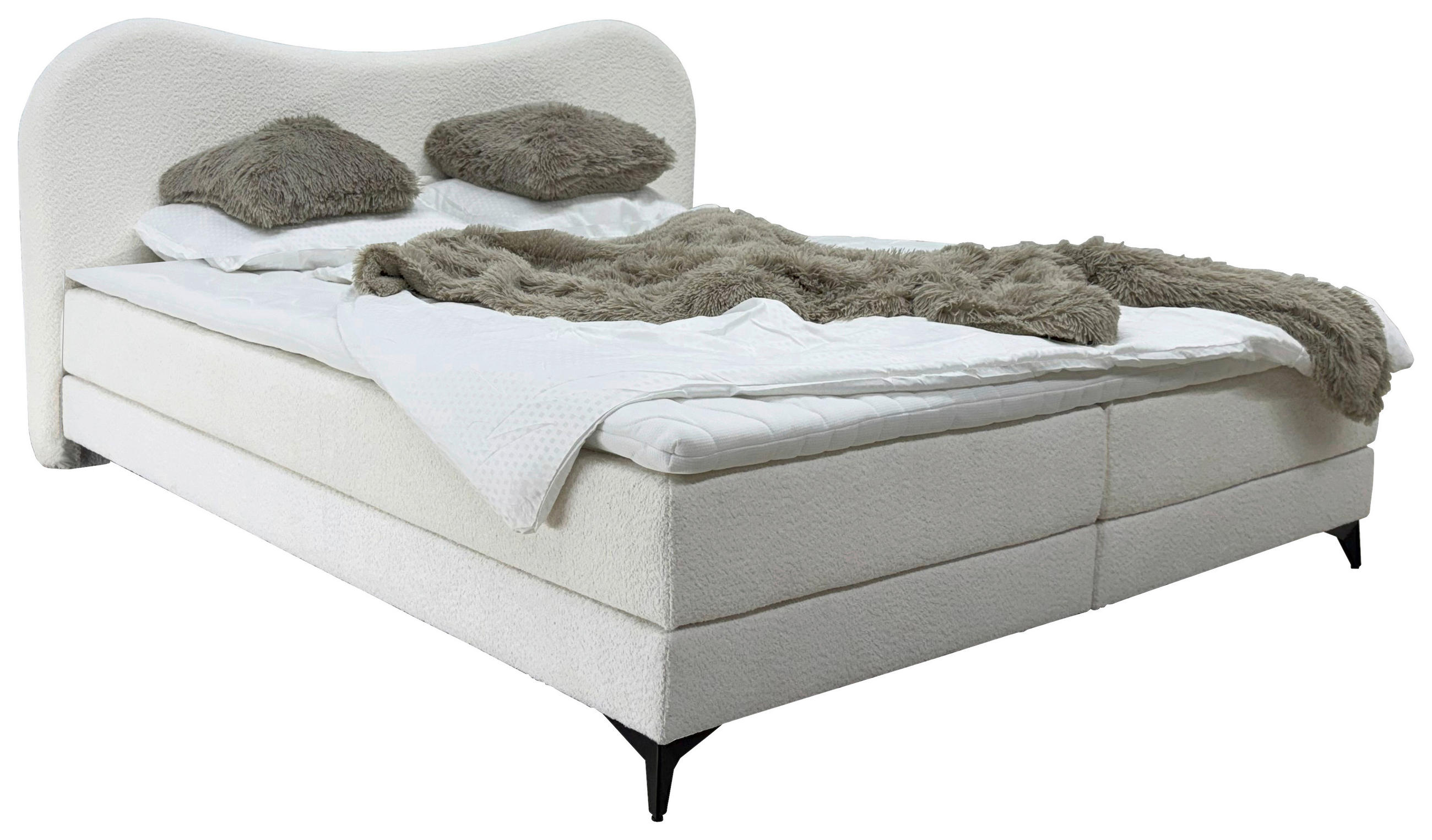 POLSTERBETT Perlmutt 180/200 cm  - Perlmutt/Schwarz, MODERN, Textil/Metall (180/200cm) - Livetastic