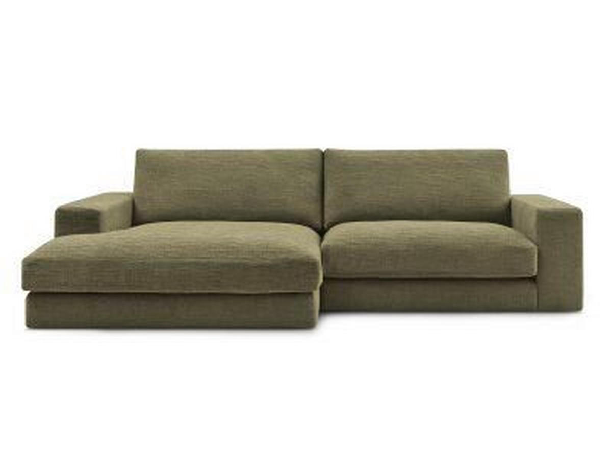 ECKSOFA Ottomane links  LEONARD Grün Struktur  - Schwarz/Grün, MODERN, Kunststoff/Textil (159/234cm)