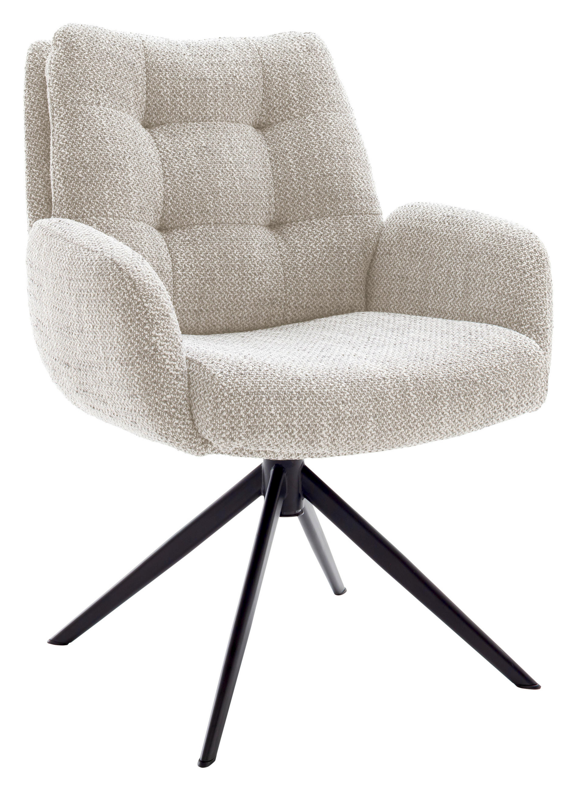 ARMLEHNSTUHL  in Stahl Webstoff  - Creme/Schwarz, Design, Textil/Metall (72/95/77cm) - Novel