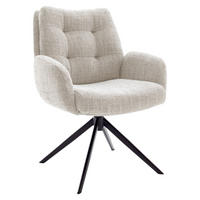 ARMLEHNSTUHL  in Stahl Webstoff  - Creme/Schwarz, Design, Textil/Metall (72/95/77cm) - Novel