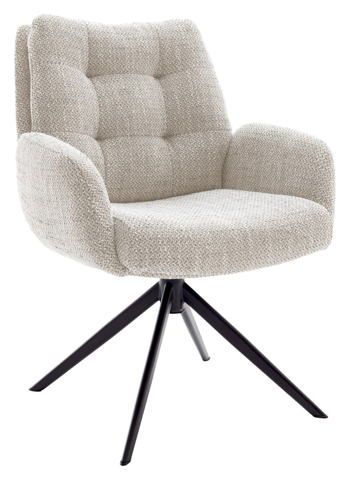 ARMLEHNSTUHL  in Stahl Webstoff  - Creme/Schwarz, Design, Textil/Metall (72/95/77cm) - Novel