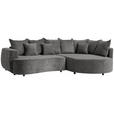 ECKSOFA in Chenille Grau  - Schwarz/Grau, Design, Kunststoff/Textil (307/194cm) - Carryhome