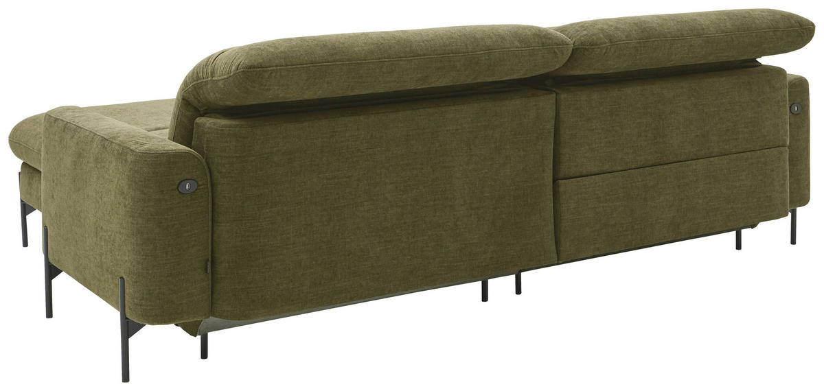 ECKSOFA in Flachgewebe Olivgrün  - Schwarz/Olivgrün, Design, Textil/Metall (252/191cm) - Dieter Knoll