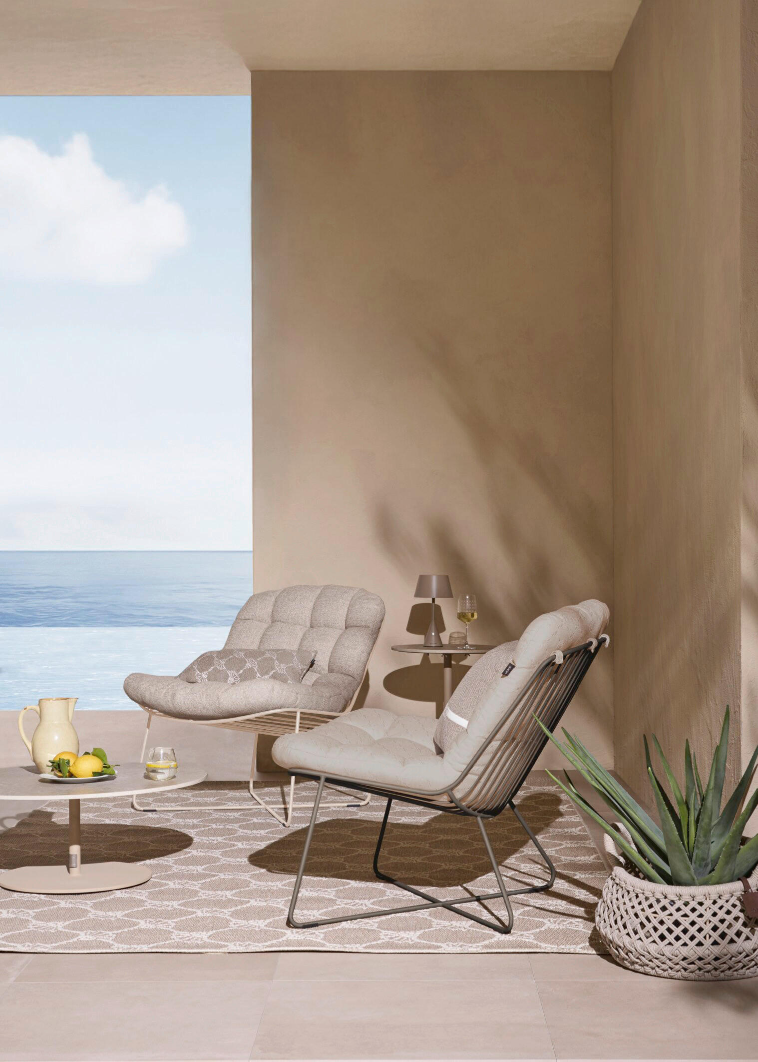 Thumbnail - Joop! Loungesessel, Schlamm, Sand, Metall, Textil, Füllung: Schaumstoff, Rundrohr, 77x83x85 cm, Loungemöbel, Loungesesse...