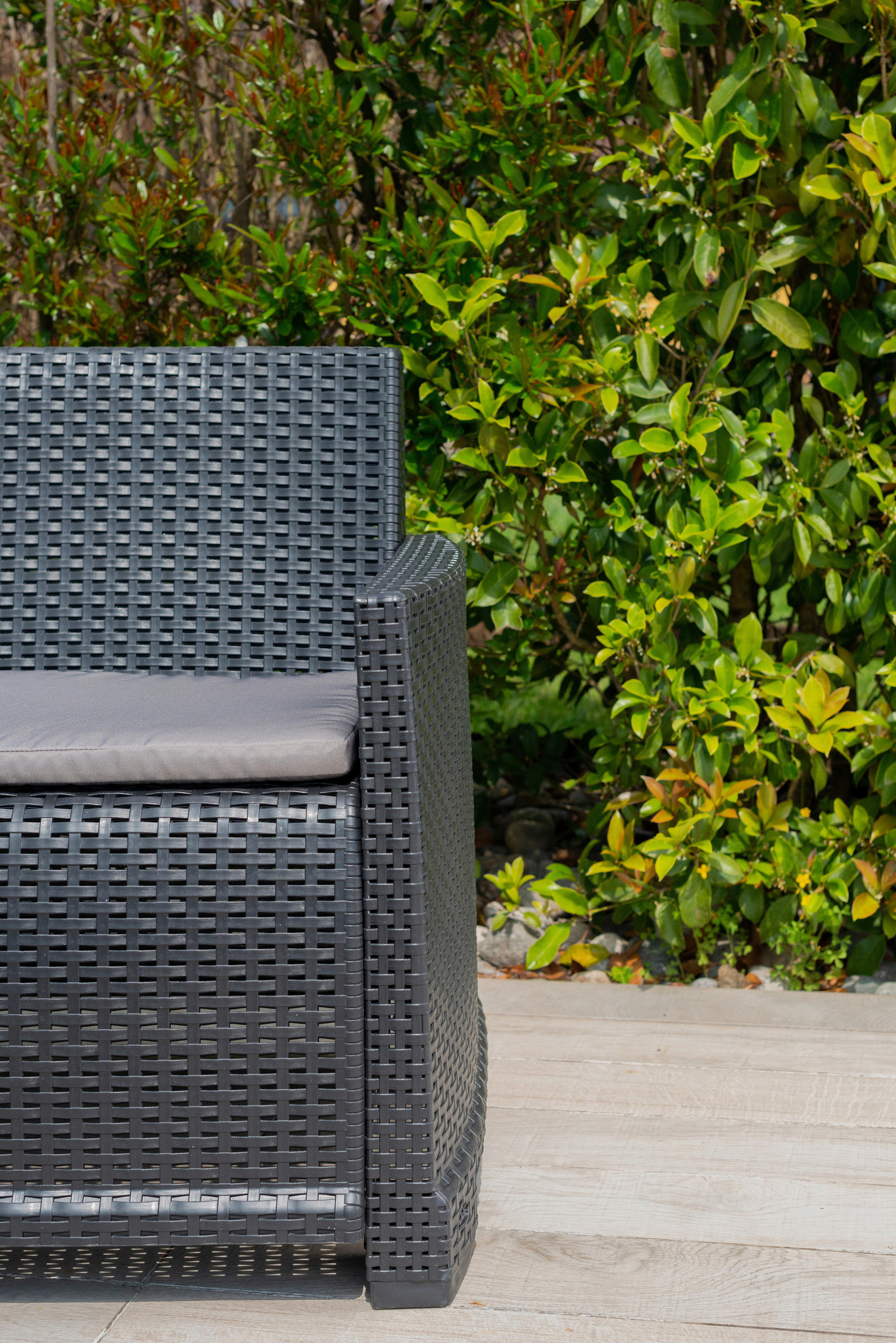 Thumbnail - Gartenbank, Anthrazit, Kunststoff, 3-Sitzer, Füllung: Baumwollfüllung, Fleece, 168x66x74 cm, Made in Italy, Gartenmöbel,...