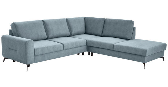 ECKSOFA Hellblau Chenille  - Schwarz/Hellblau, KONVENTIONELL, Textil/Metall (275/257cm) - Carryhome