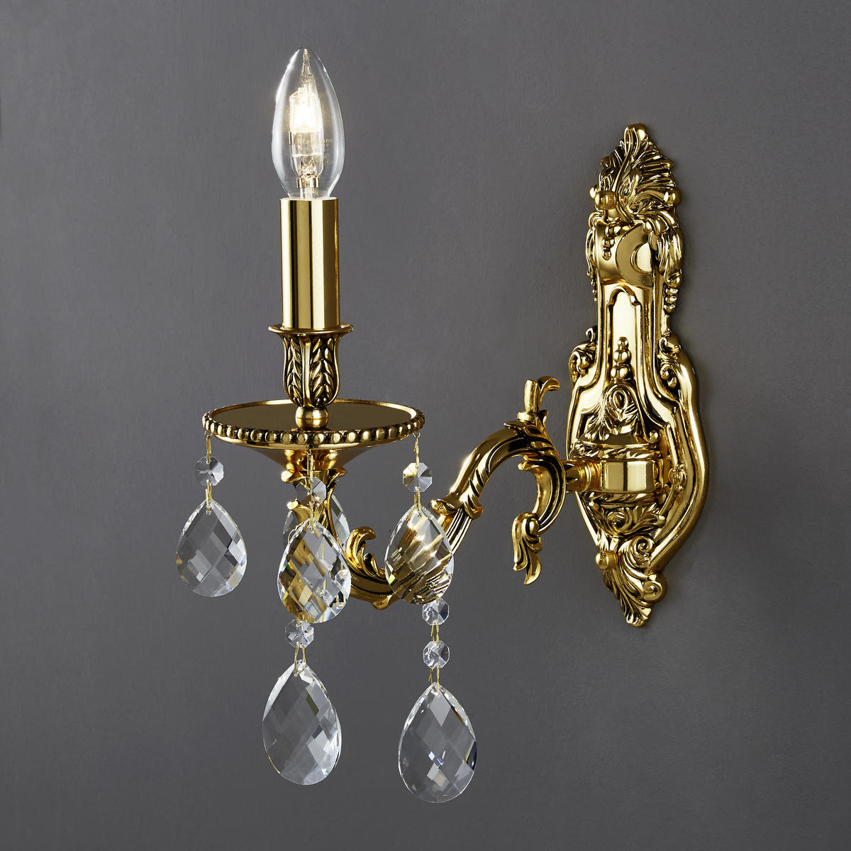 KRISTALL-WANDLEUCHTE 27/42 cm   - Goldfarben, LIFESTYLE, Metall (27/42cm) - Glandor