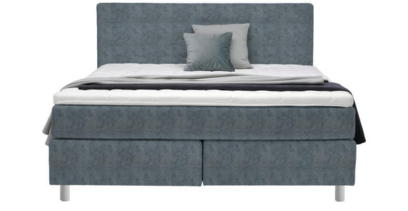 BOXSPRINGBETT 160/200 cm  in Dunkelgrau  - Chromfarben/Dunkelgrau, KONVENTIONELL, Kunststoff/Textil (160/200cm) - Voleo