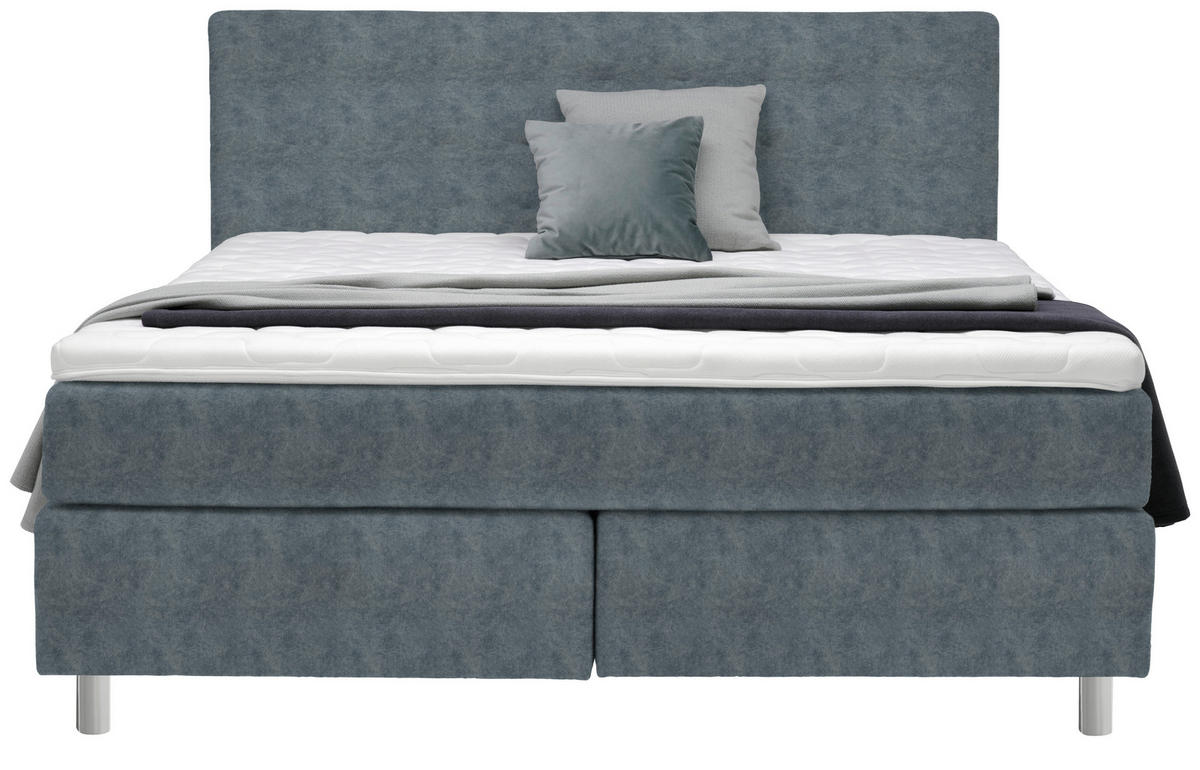 BOXSPRINGBETT 180/200 cm  in Dunkelgrau  - Chromfarben/Dunkelgrau, Konventionell, Kunststoff/Textil (180/200cm) - Voleo
