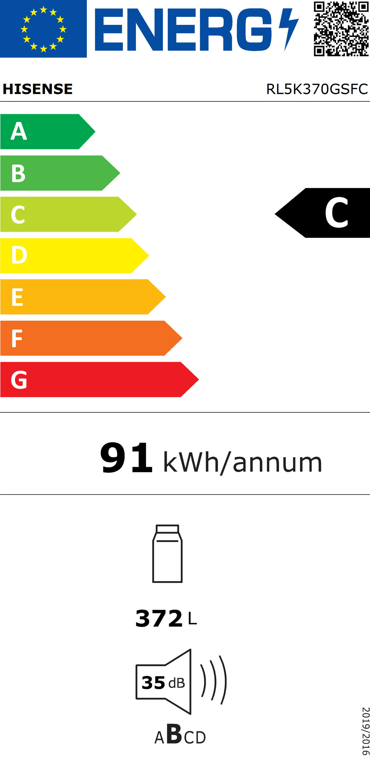 KÜHLSCHRANK 59,5/185,6/62,7 cm RL5K370GSFC  - Schwarz, Design, Kunststoff/Metall (59,5/185,6/62,7cm) - Hisense