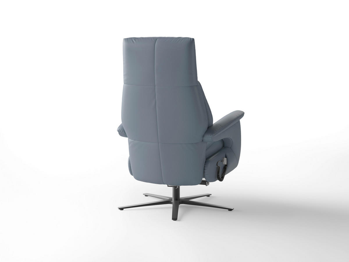 RELAXSESSEL Leder Graublau  - Graublau/Schwarz, Basics, Leder/Metall (75/110/85cm) - Sit & More