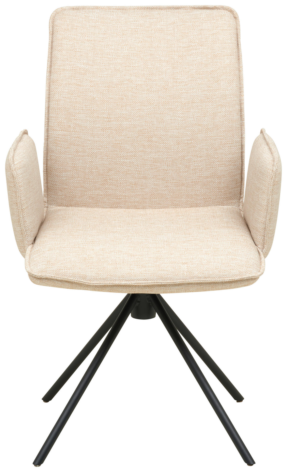 ARMLEHNSTUHL  Lederauswahl, Stoffauswahl, Typenauswahl, inklusive Armlehnen, Sitzfläche 180° drehbar Struktur  - Elfenbein/Schwarz, Design, Textil/Metall (57/90/64cm) - Cassando