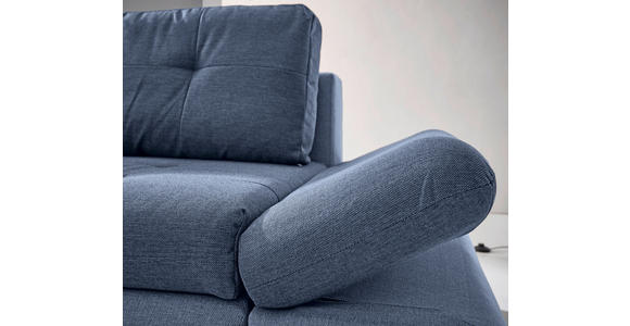 ECKSOFA Blau Webstoff Zierkissen, Rückenkissen, Bettkasten, Schlaffunktion, Rücken echt, Armteilverstellung  - Chromfarben/Blau, Design, Kunststoff/Textil (302/187cm) - Carryhome