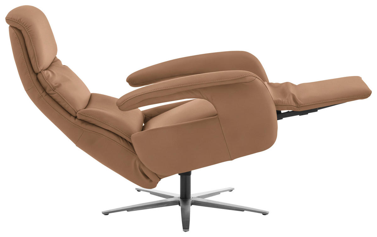 RELAXSESSEL in Leder Haselnussfarben  - Edelstahlfarben/Haselnussfarben, Design, Leder/Metall (76/119/86cm) - Dieter Knoll
