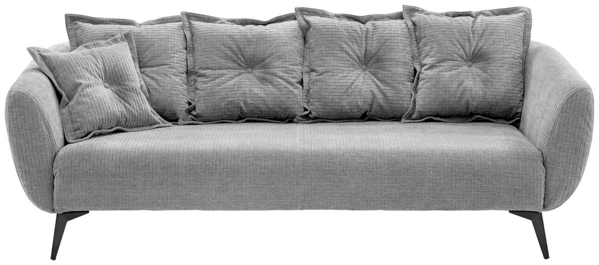 3-SITZER-SOFA Mikrofaser Grau  - Schwarz/Grau, MODERN, Textil/Metall (236/94/103cm) - Livetastic