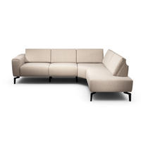 ECKSOFA Cosy Sandfarben Samt  - Sandfarben/Schwarz, Design, Textil/Metall (256/193cm) - SENSOO