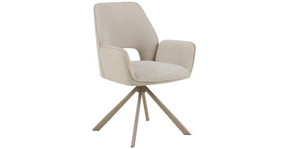 ARMLEHNSTUHL in Stahl Flachgewebe - Beige/Grau, Design, Textil/Metall (60/85/63cm) - Ambia Home
