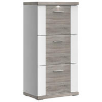 SCHUHSCHRANK Weiß, Eichefarben  - Chromfarben/Eichefarben, Basics, Holzwerkstoff/Metall (65/131/42cm) - Xora