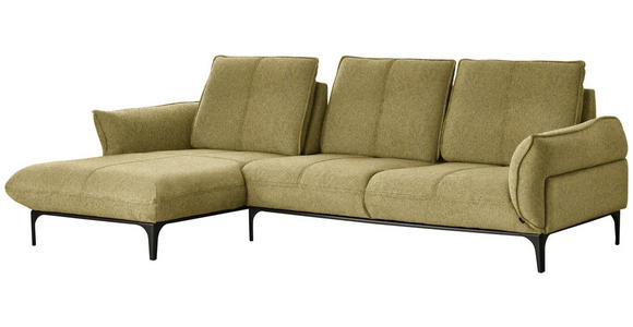 ECKSOFA in Webstoff Gelb  - Gelb/Schwarz, Natur, Textil (182/277cm) - Valnatura