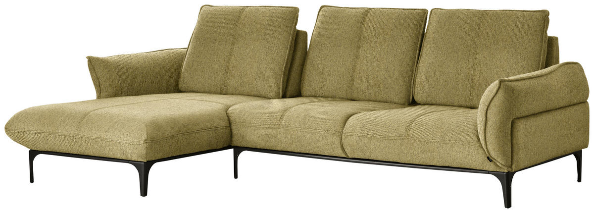 ECKSOFA in Webstoff Gelb  - Gelb/Schwarz, Natur, Textil (182/277cm) - Valnatura