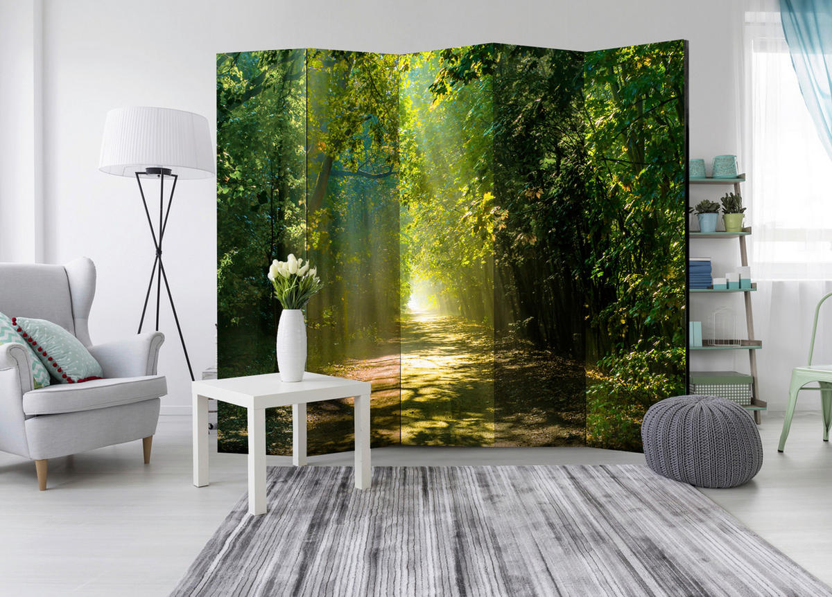 SKÄRMVÄGG  i trä, plast, textil  gul, grön  - grön/gul, Basics, trä/textil (225/172/3cm) - artgeist