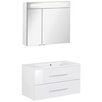 BADEZIMMER 3-teilig  in 90 cm  - Chromfarben/Weiß Hochglanz, MODERN, Glas/Holzwerkstoff (90cm) - MID.YOU