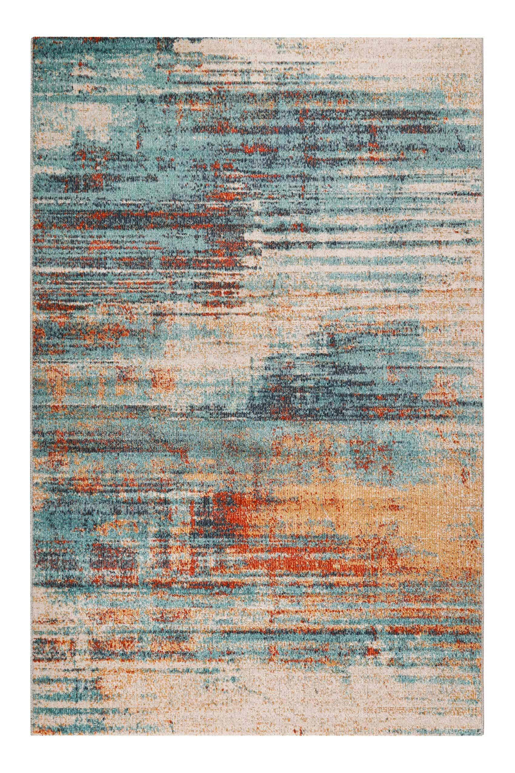 OUTDOORTEPPICH 133/200 cm Elouisa Creme, Orange, Türkis  - Türkis/Creme, Design, Textil (133/200cm) - Esprit