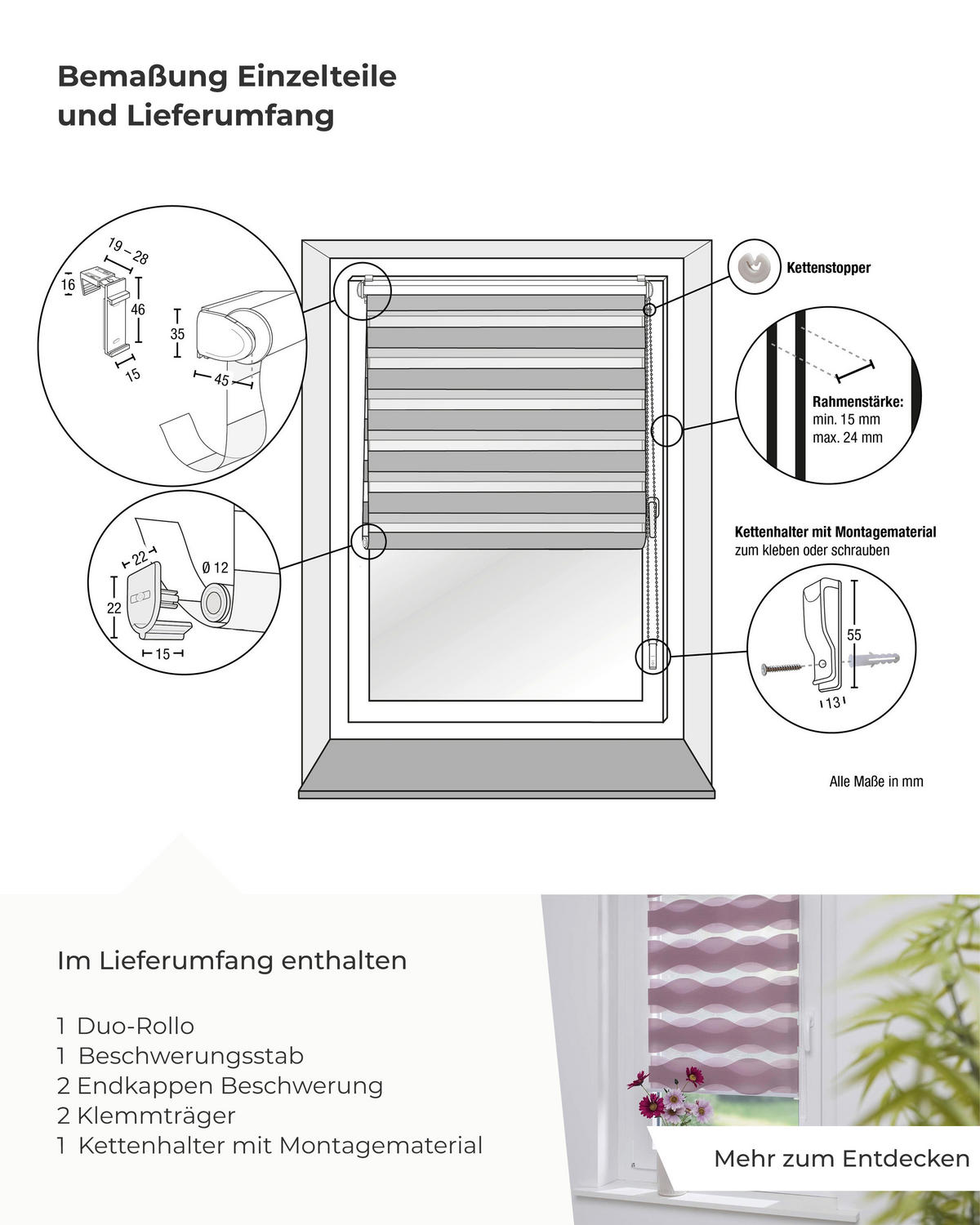DOPPELROLLO 80/150 cm  - Anthrazit, Basics, Textil (80/150cm) - Schwöller