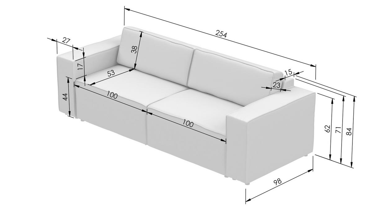 3-SITZER-SOFA Webstoff Dunkelblau  - Schwarz/Dunkelblau, MODERN, Kunststoff/Textil (254/84/98cm) - Stylife