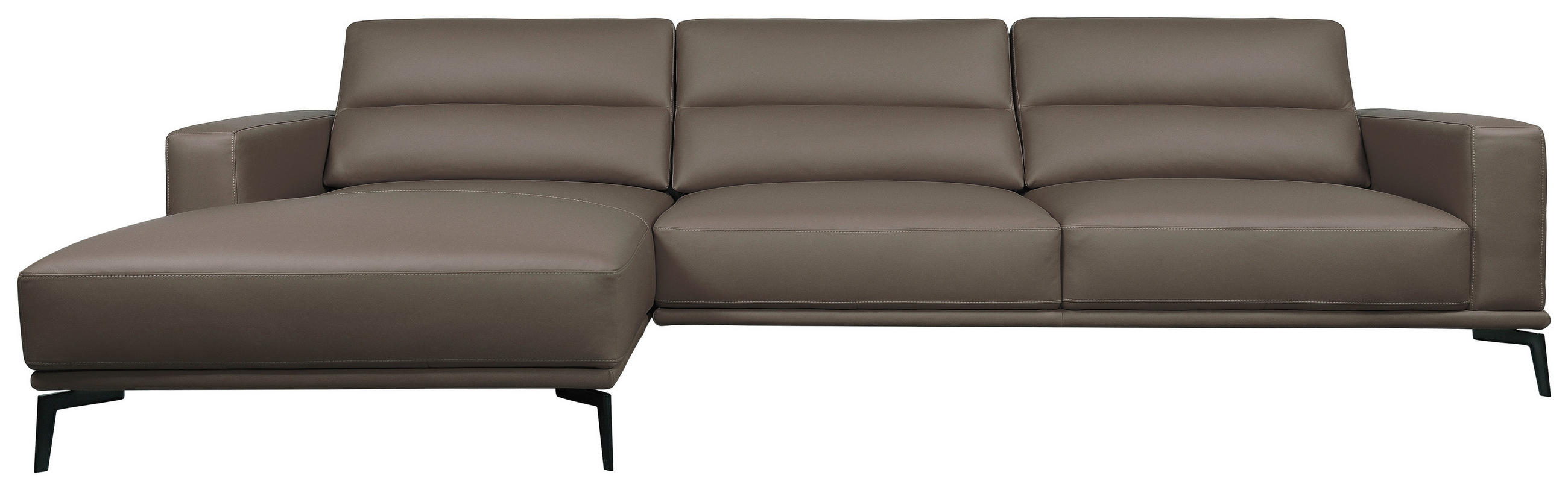 ECKSOFA Grau Echtleder  - Schwarz/Grau, MODERN, Leder/Holz (175/299cm) - Livetastic