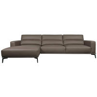 ECKSOFA Grau Echtleder  - Schwarz/Grau, MODERN, Leder/Holz (175/299cm) - Livetastic